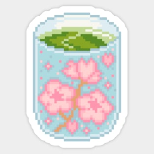 Green Tea Pixel Art Sticker